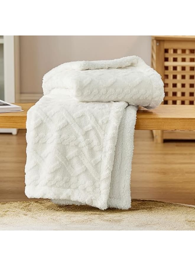 Moro Moro Moru Sherpa Fleece Blanket 3 - Warm and Soft Jacquard Blanket for Bed Sofa Twin Size 150x200cm - Image 1